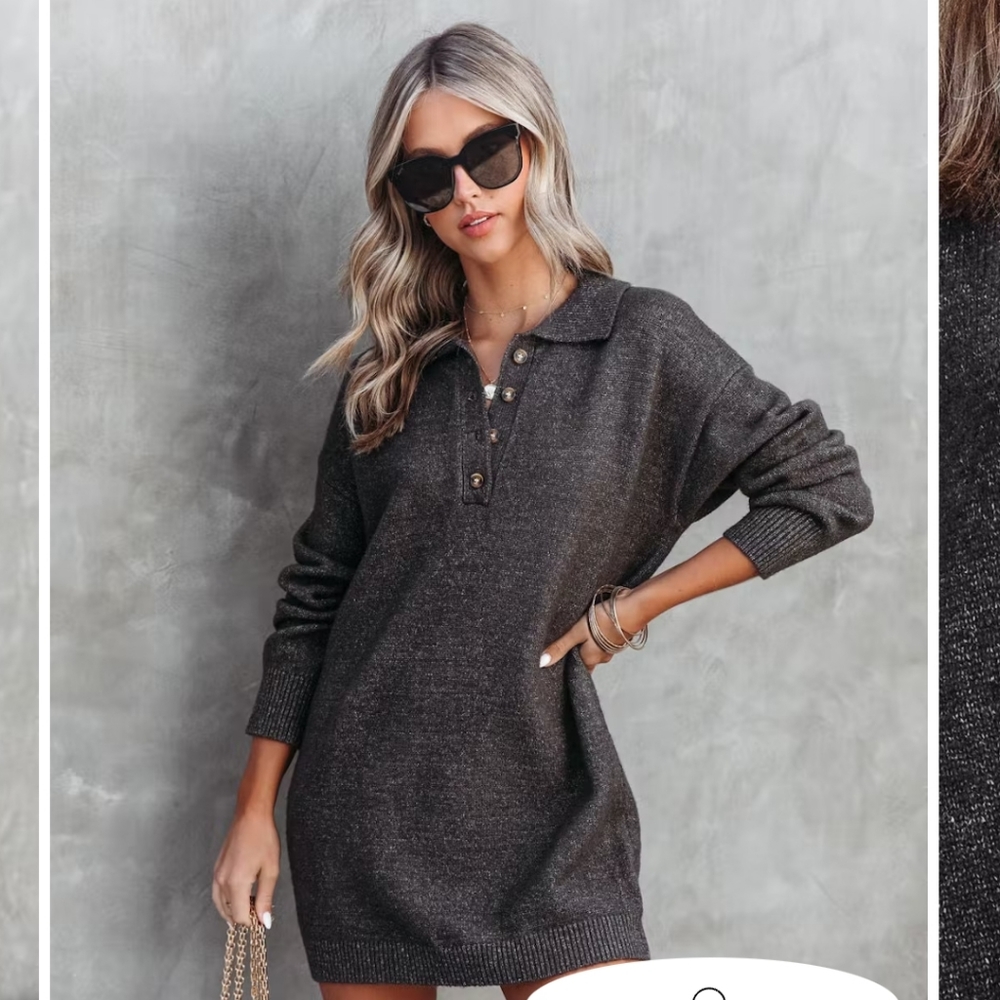 Ellen Button Front Sweater Dress